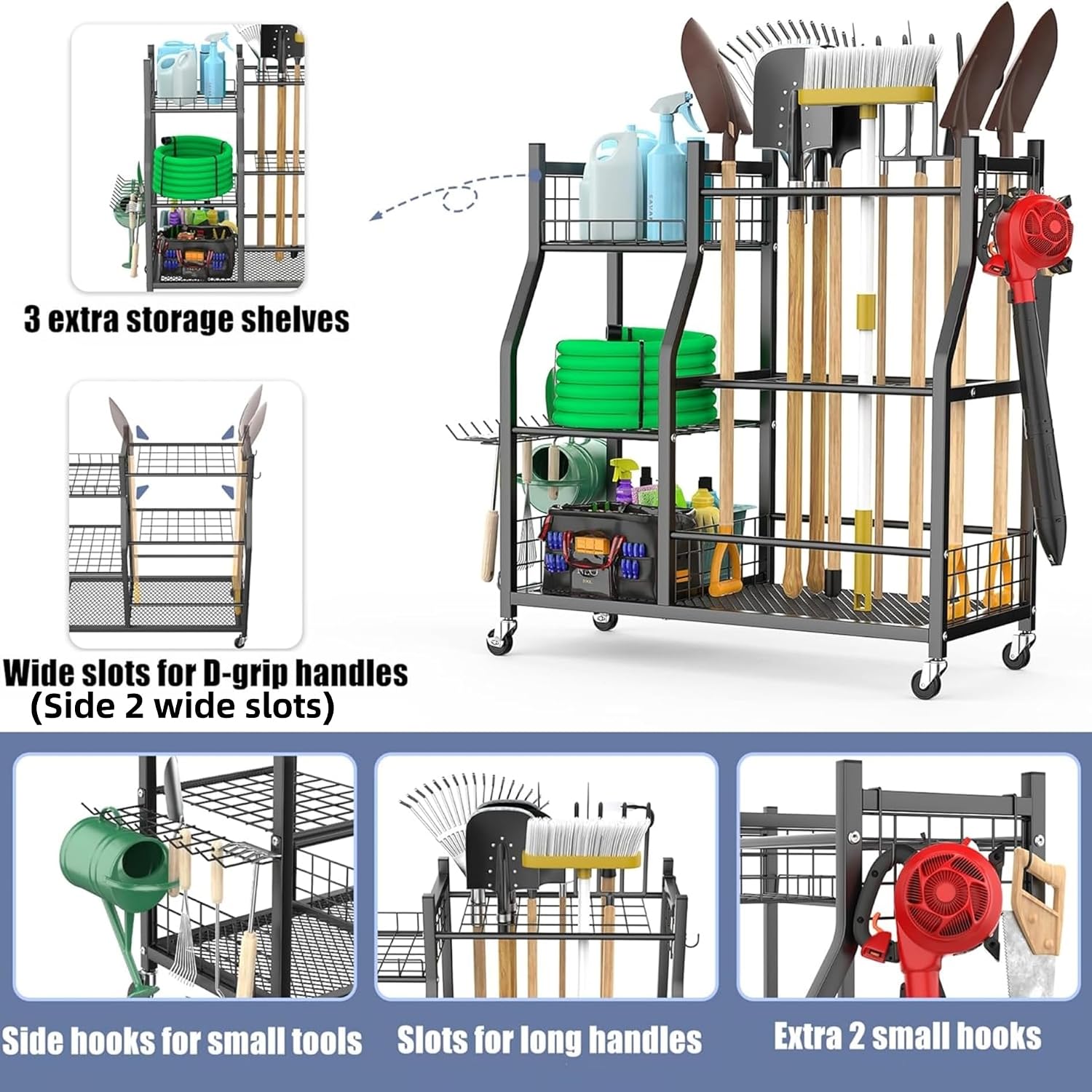 Garden Tool Organizer Rack Wit - Heavy Equipment Yard recension och pris