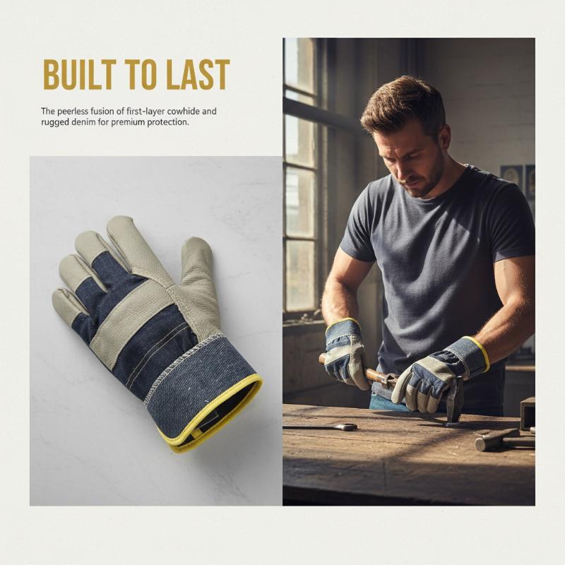 1 Pair Cowhide Denim Gloves Th - Heavy Equipment Yard recension och pris